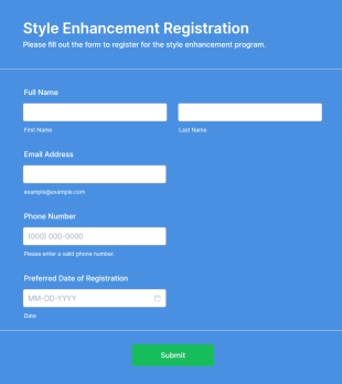 Style Enhancement Registration Form Template