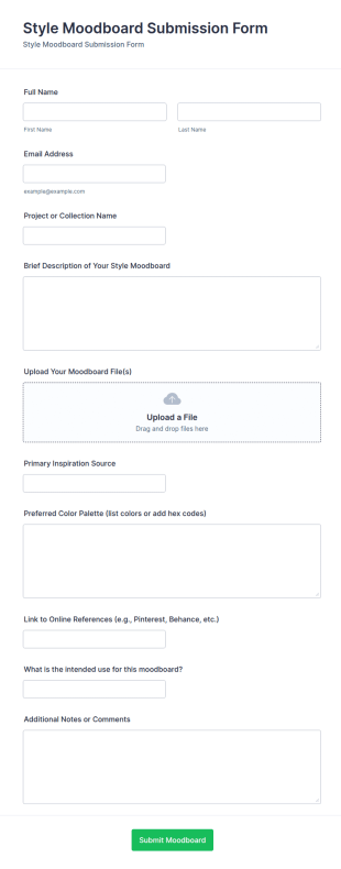 Style Moodboard Submission Form Template