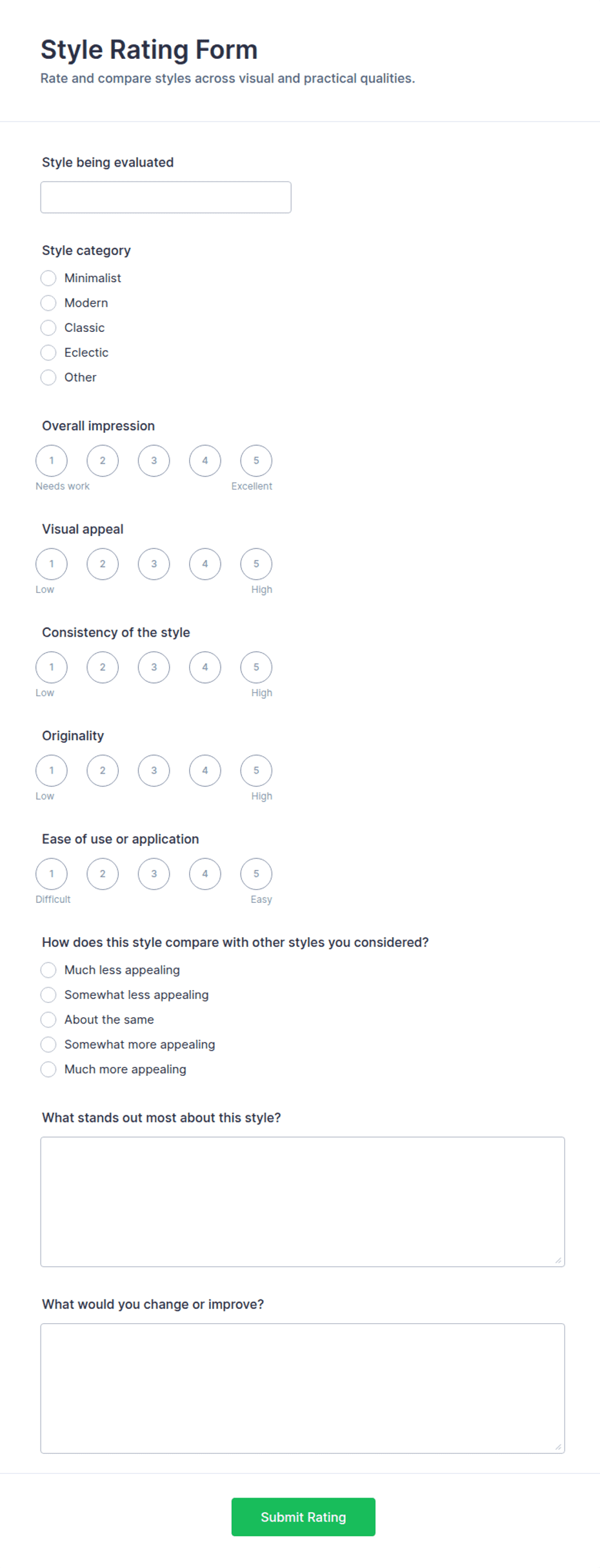 Style Rating Form Template | Jotform