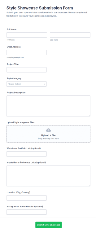 Style Showcase Submission Form Template