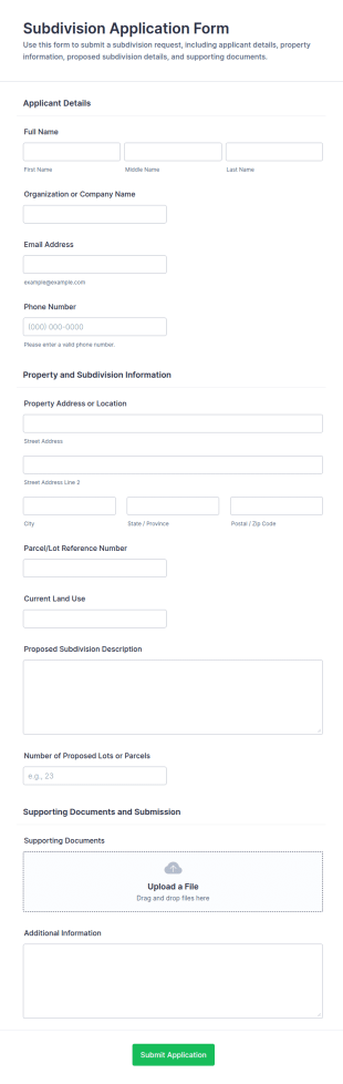 Subdivision Application Form Template