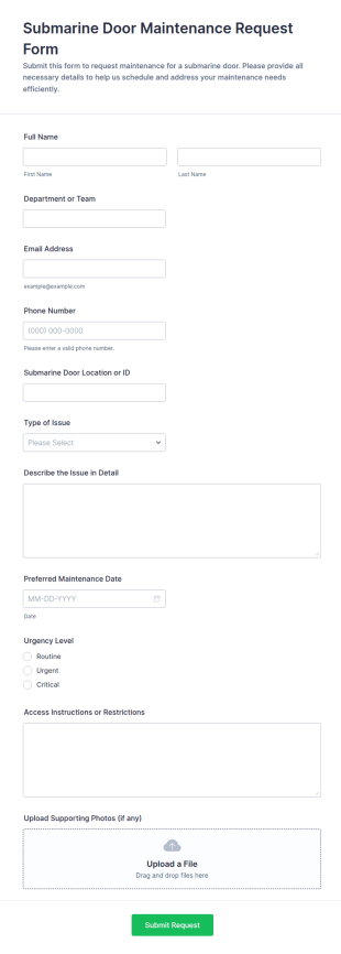 Submarine Door Maintenance Request Form Template