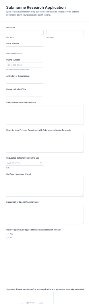 Submarine Research Application Form Template