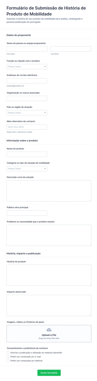Submissão De História De Mobilidade Form