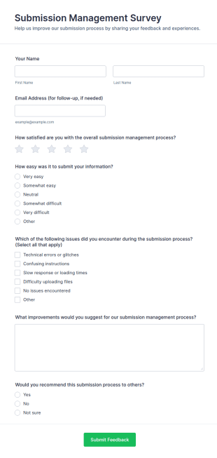 Submission Management Survey Form Template
