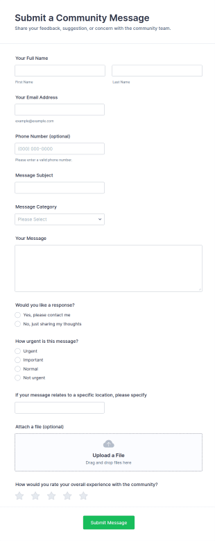Submit A Community Message Form Template