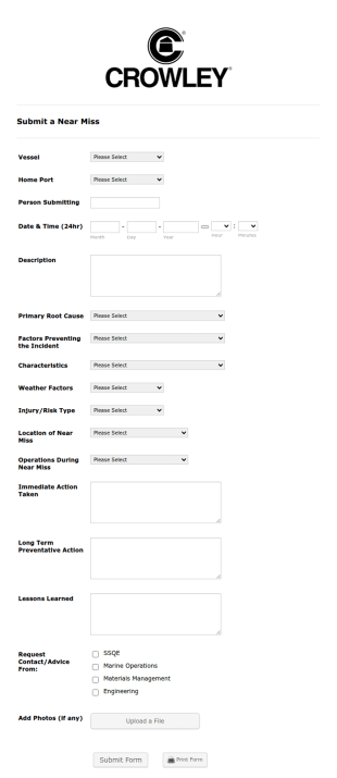 Near Miss Report Form Template