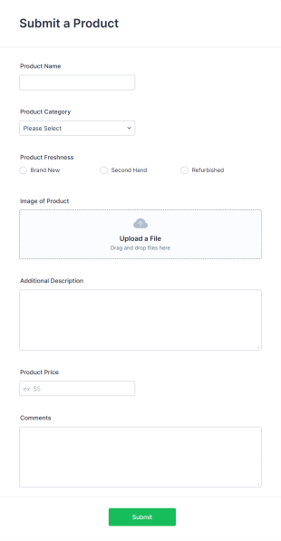 Submit A Product Form Template
