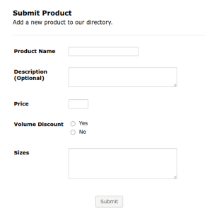 Submit Product Form Template