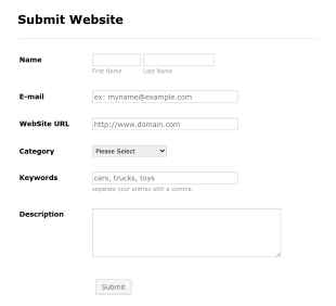 Submit Website Form Template