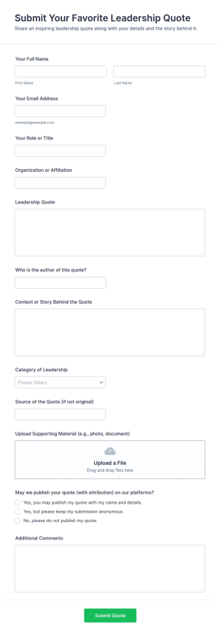 Favorite Leadership Quote Submission Form Template