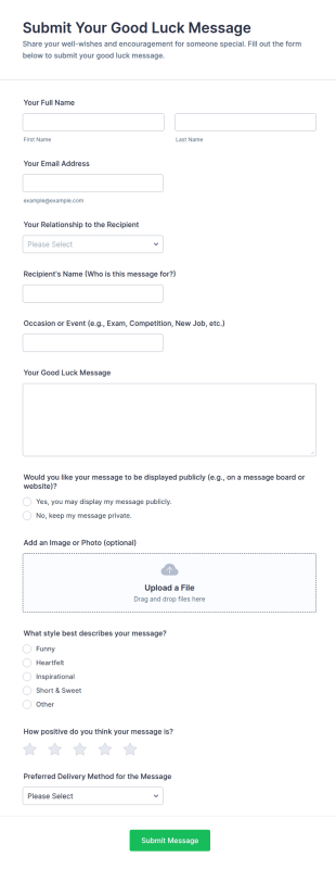 Submit Your Good Luck Message Form Template