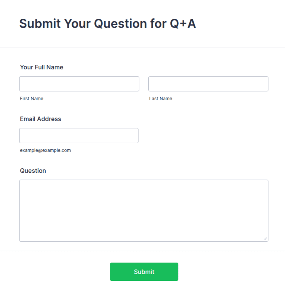 Submit Your Question for Q+A Form Template | Jotform