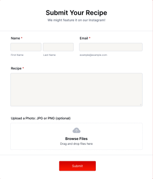 Submit Your Recipe Form Template