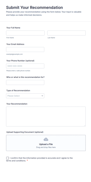 Submit Your Recommendation Form Template