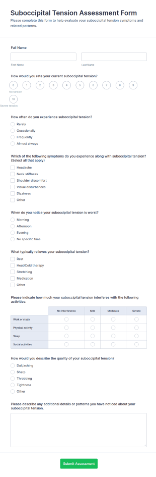Suboccipital Tension Assessment Form Template