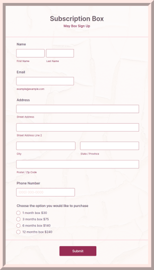 Subscription Box Form Template