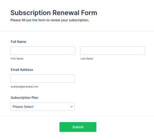 Subscription Renewal Form Template