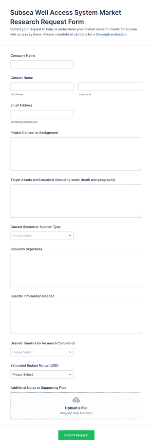 Subsea Well Access System Market Research Request Form Template