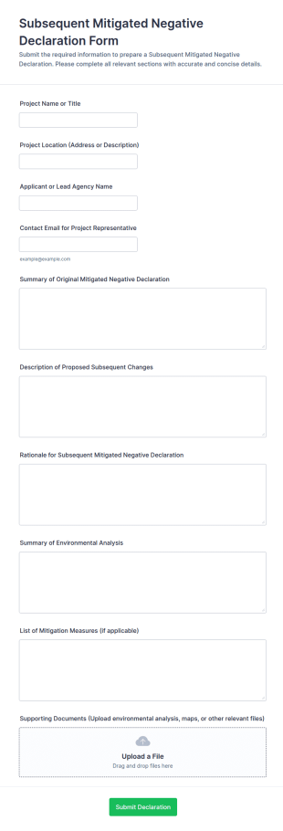 Subsequent Mitigated Negative Declaration Form Template