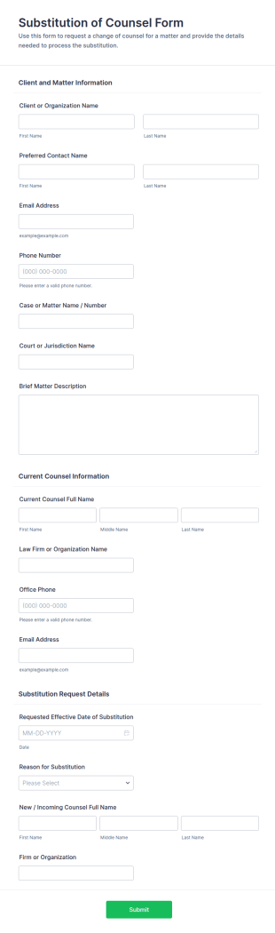 Substitution Of Counsel Form Template