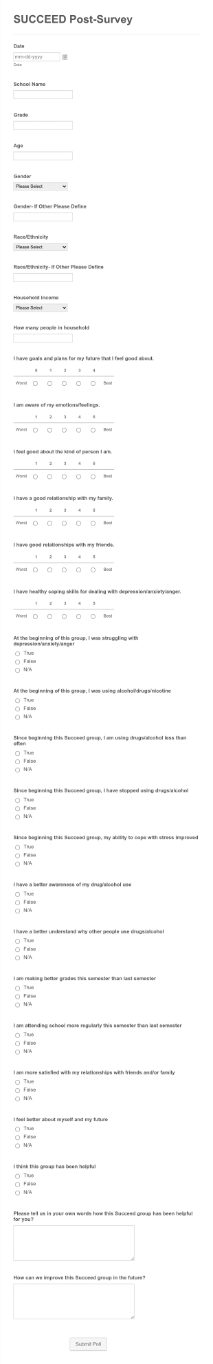 SUCCEED Post Survey FY19 Form Template