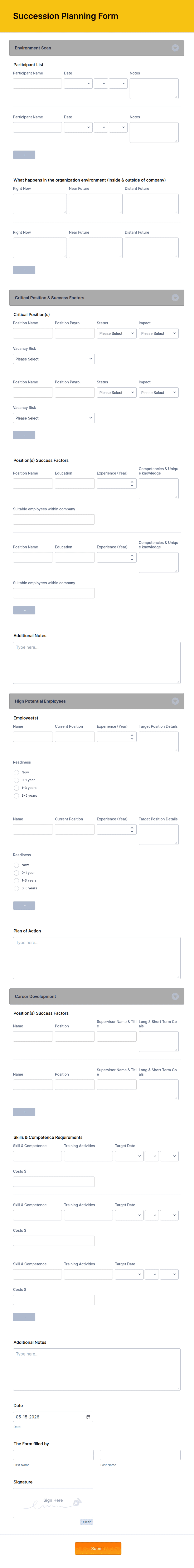 Succession Planning Form Template | Jotform