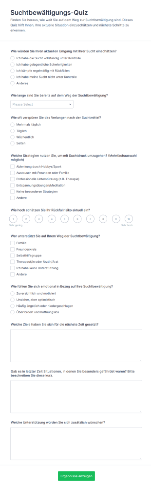 Suchtbewältigungs Quiz
