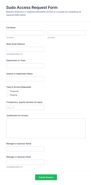 Sudo Access Request Form Template