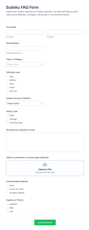 Sudoku FAQ Form Template