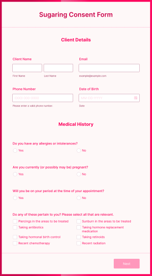 Sugaring Consent Form Template
