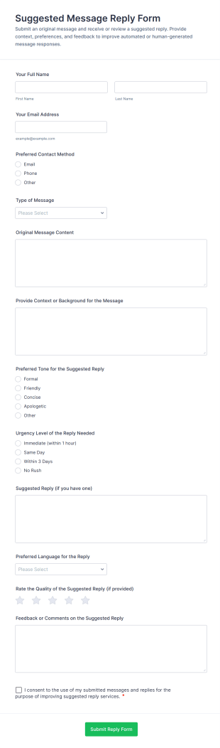 Suggested Message Reply Form Template