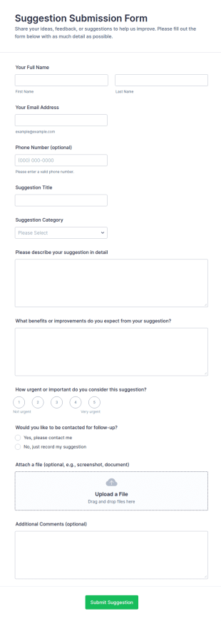 Suggestion Submission Form Template