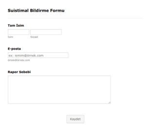 Suistimal Bildirme Form Şablonu
