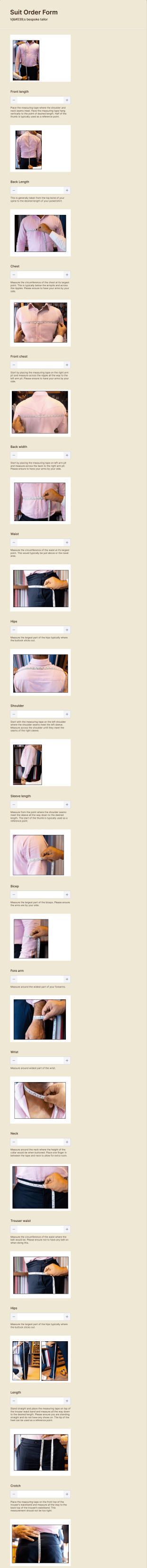 Suit Order Form Template