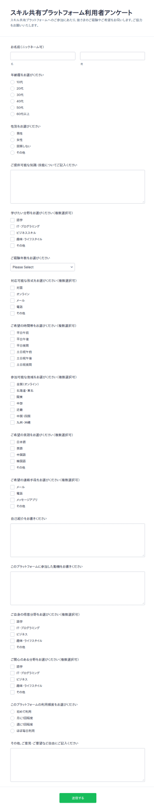 スキル共有プラットフォーム調査