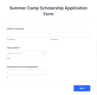 Summer Camp Scholarship Application Form Template
