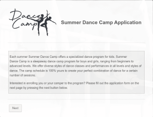 Summer Dance Camp Application Form Template
