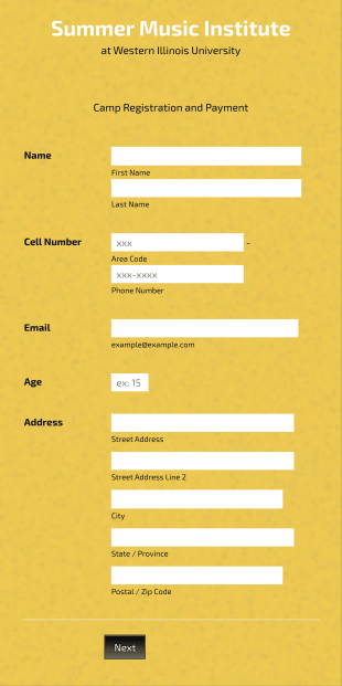 Summer Music Camp Registration Form Template