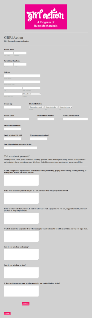 Summer Youth Program Application Form Template