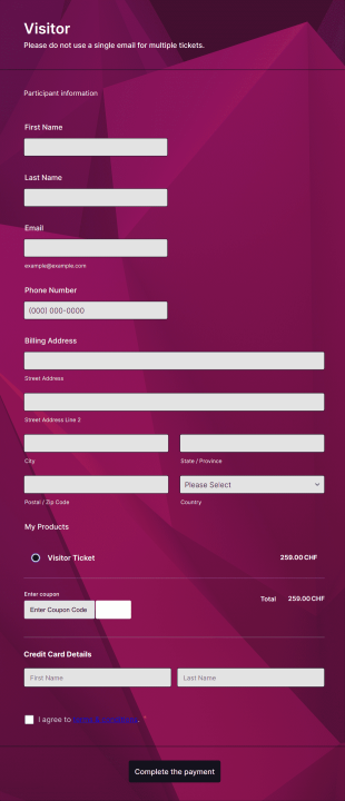 Summit Registration Form Template