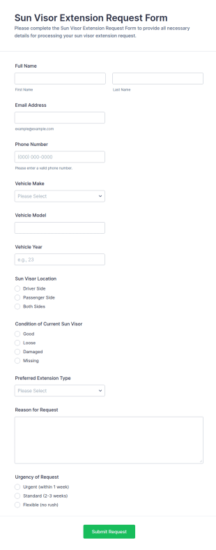 Sun Visor Extension Request Form Template