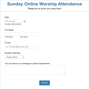 Online Worship Attendance Form Template
