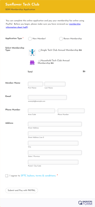 Sunflower Tech Club Form Template