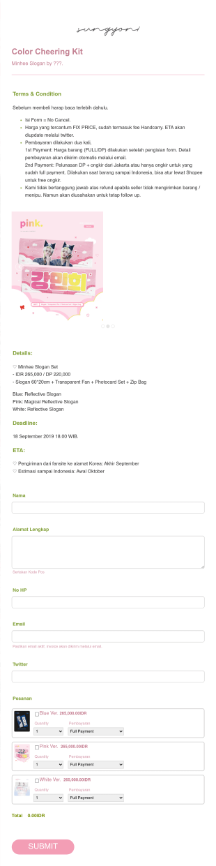 Sungyoni. Form Template