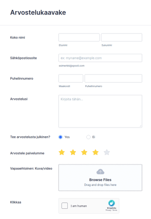 Suosittelu/arvostelukaavake