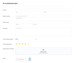 Suosittelu/arvostelukaavake