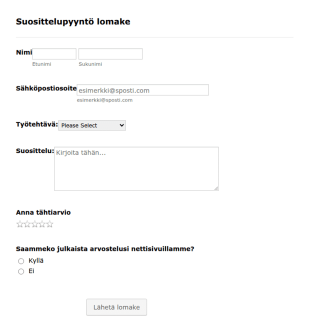 Suosittelupyyntö Lomake