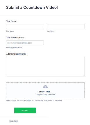 Countdown Video Upload Form Template
