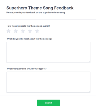 Superhero Theme Song Feedback Form Template